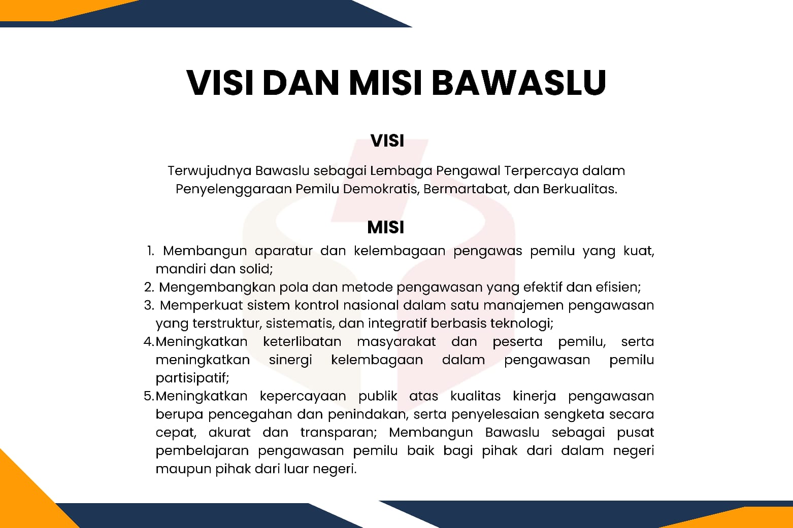 Visi dan Misi Bawaslu